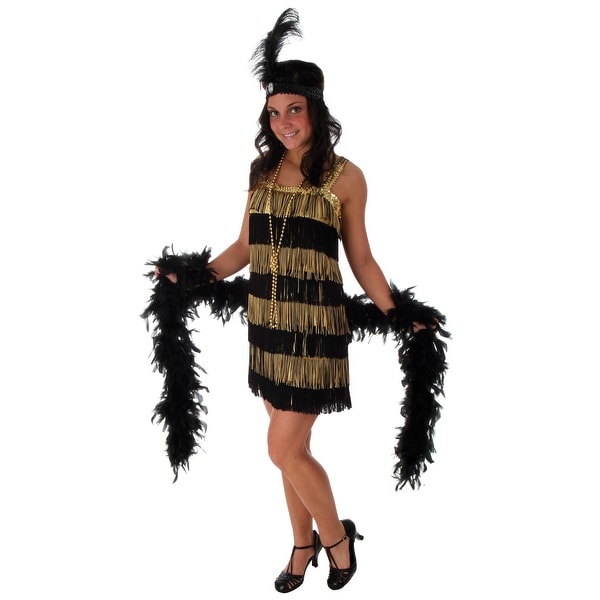 Plus Size Fringe Gold Flapper Costume