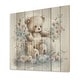 preview thumbnail 2 of 6, Designart 'Teddy Bear In Crib With Flowers II' Animals Bear Wood Wall Art - Natural Pine Wood