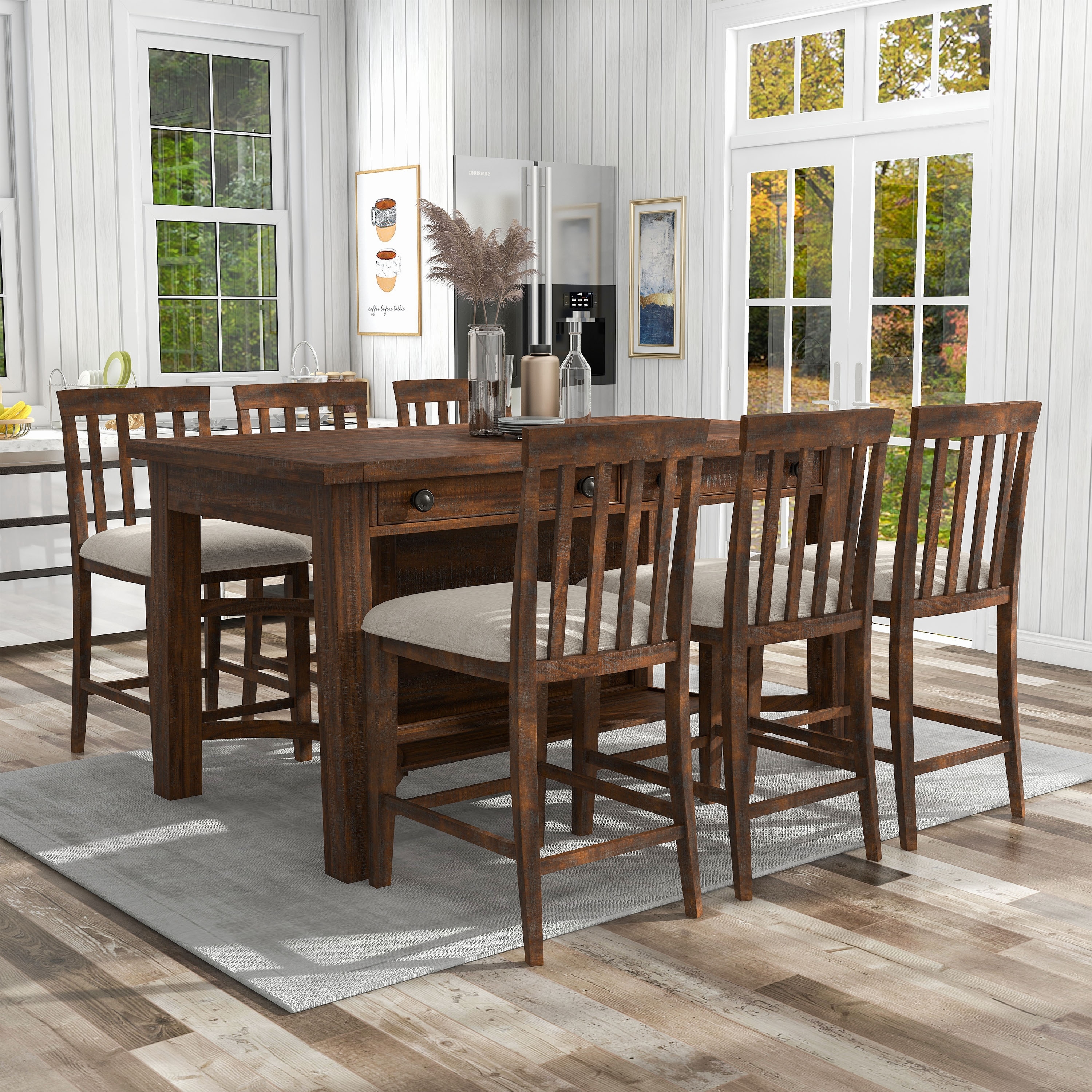 7 piece round counter hotsell height dining set