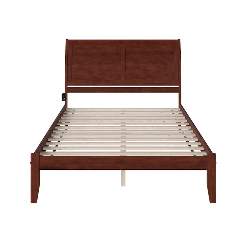 Portland King Wood Platform Bed in Walnut