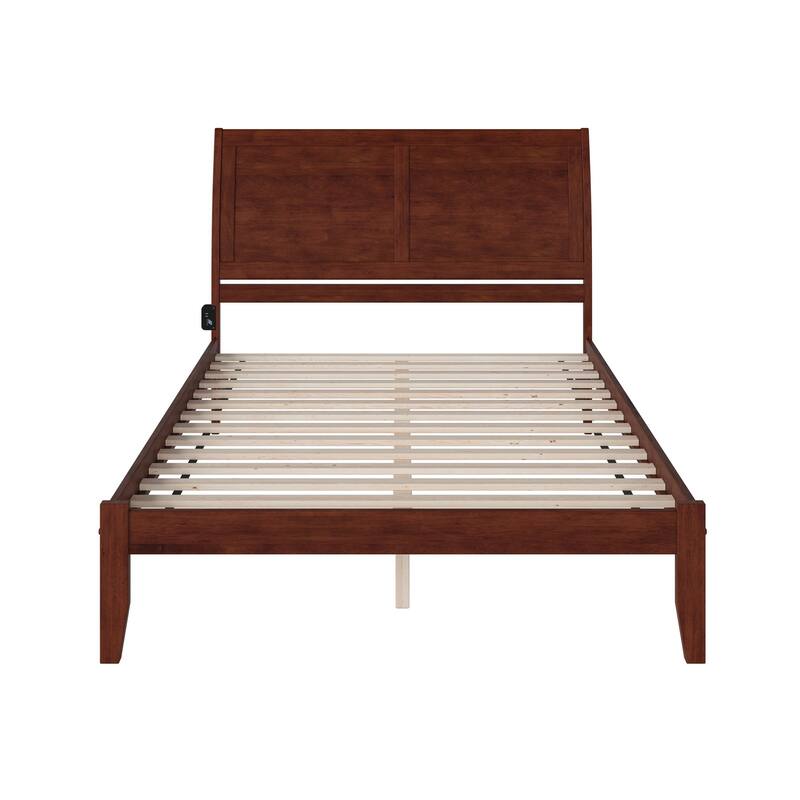 Portland Queen Wood Platform Bed in Walnut