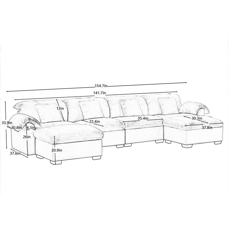 Velvet Fabric Modular Cloud Couch with Storage Seat,Free Combination