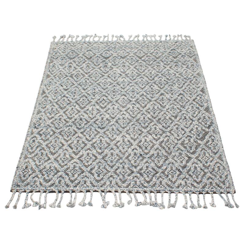 ECARPETGALLERY Braid weave Sienna Blue Wool Rug - 5'3 x 7'3