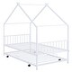 preview thumbnail 4 of 14, Metal Twin Size House Bed with Twin Size Trundle