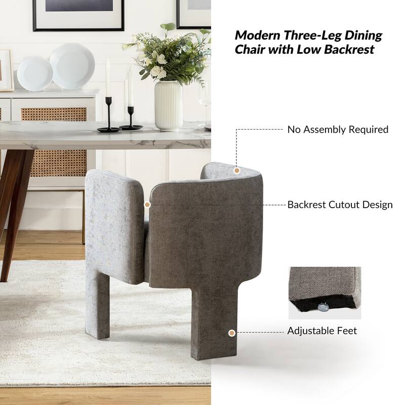 Eugen Modern Low Back Dining Chair with Three-legged Design By HULALA HOME