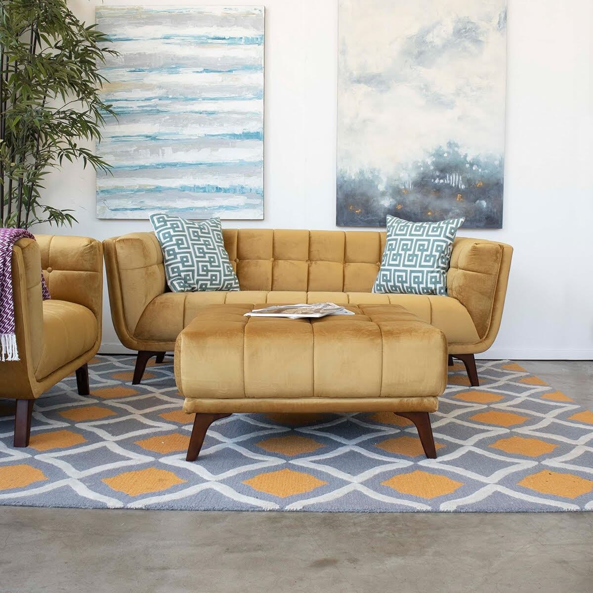 Mid Century Modern Keldon Yellow Ottoman Overstock 31859046 Buy yellow ottomans & footstools and get the best deals at the lowest prices on ebay!