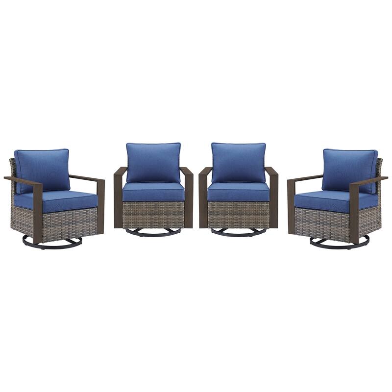 Pocassy 4 Pieces Outoor Swivel Chairs Glider Chair Set