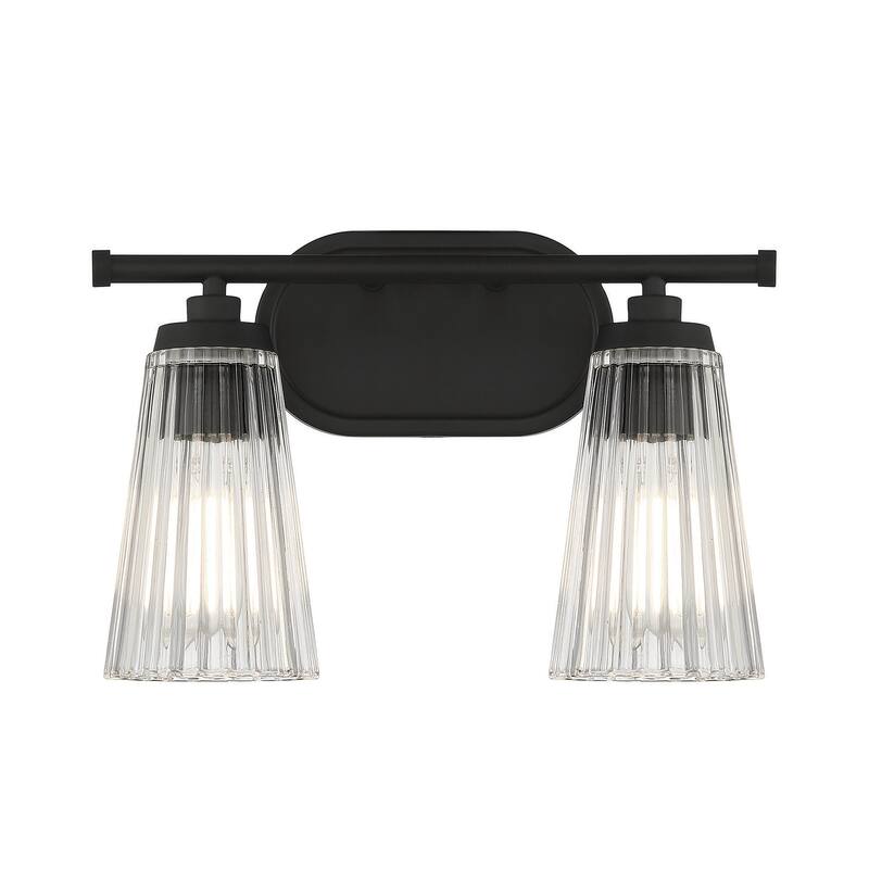 Savoy House Chantilly 2-Light Bathroom Vanity Light with Clear Fluted Glass Shades (14" W x 10"H)