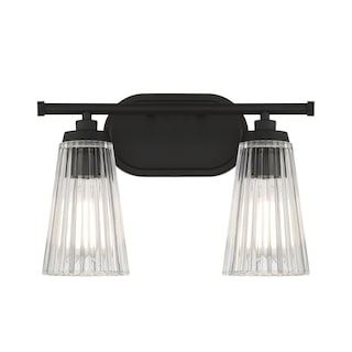 Savoy House Chantilly 2-Light Bathroom Vanity Light with Clear Fluted Glass Shades (14" W x 10"H)