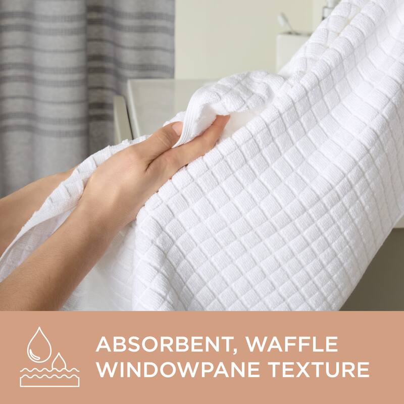 TOWN & COUNTRY EVERYDAY 4-Piece Textured Windowpane Washcloth Set, 13x13-Inch, 100% Cotton - 13"x13"