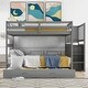 preview thumbnail 1 of 15, Full Over Full Size Bunk Stairway Bed with Twin Size Trundle and Storage Drawers, Solid Wood Detachable Bunkbed Bedframe Gray - Full