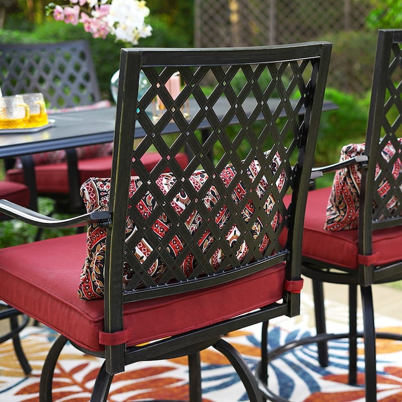 Outdoor Swivel Metal Cushioned Bar Height Patio Chairs Set of 4