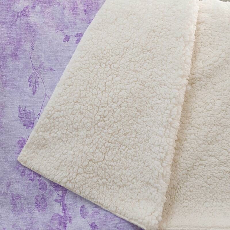 Premium Machine Washable Modern Floral Sherpa Throw Blanket