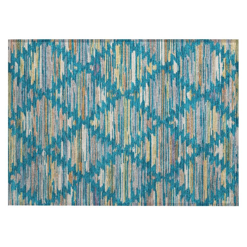 Machine Washable Indoor/ Outdoor Modern Trellis Chantille Rug