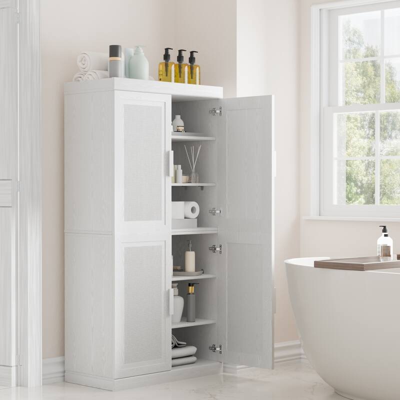 Dovelina Sideboard Buffet Storage Cabinets with Adjustable Shelves,Rattan Door - 62"Lx31"H