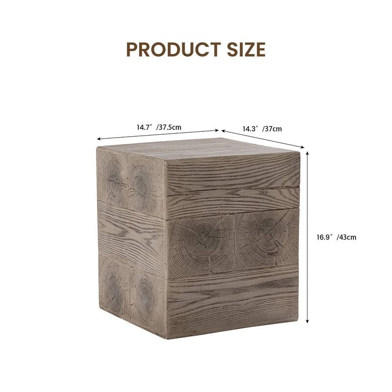 POLESITTER 14'' Outdoor Side Table,Concrete Accent Table Home Decor