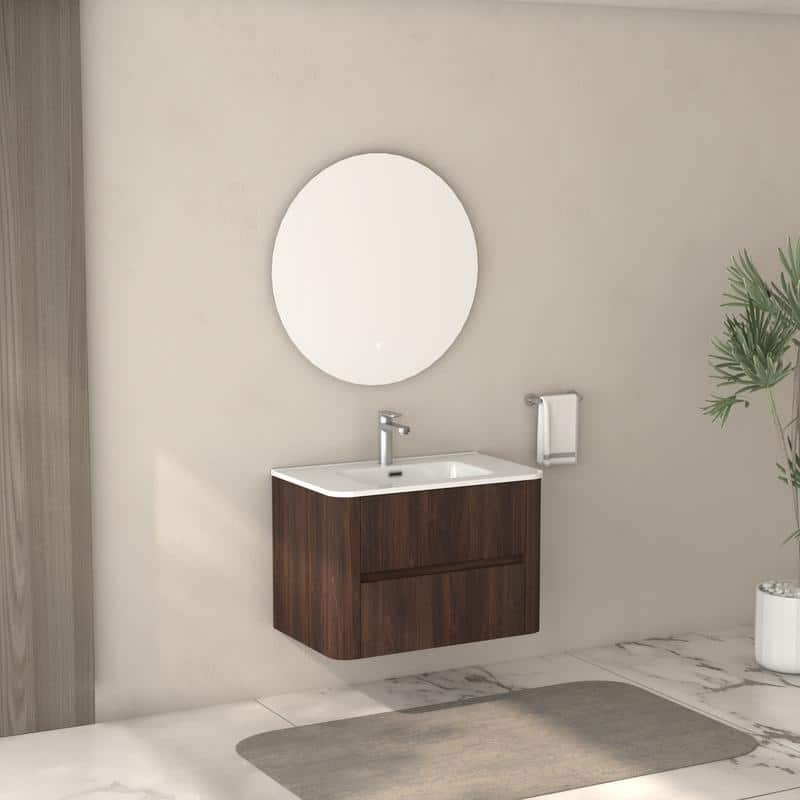 Bathroom Vanity with Sink Wall Mounted Cabinet with 2 Fluted Drawers - 30" W x 20.47" H