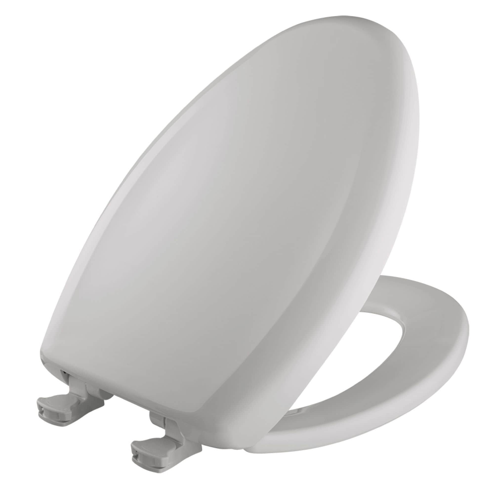 Bemis Elongated Plastic Toilet Seat in Ice Grey with STA-TITE Seat Fastening System, EasyClean & Change Blush ( )
