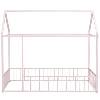 Metal Twin House Bed with Fence - Perfect for Kids