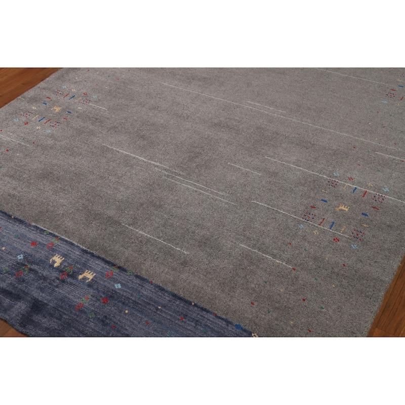 Hand Knotted Oriental 100% Wool Carpet Tribal Tribal Greys & Charcoal Gabbeh Area Rug - 8' 1'' X 5' 5''