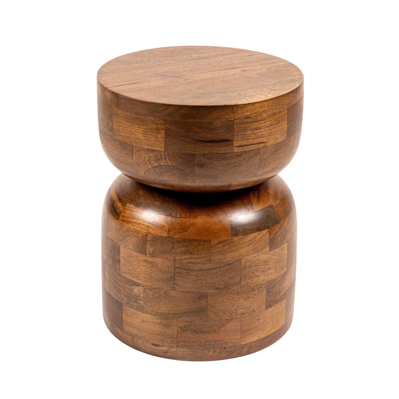 Noah Mango Wood Stacked End Grain Accent Table - Walnut