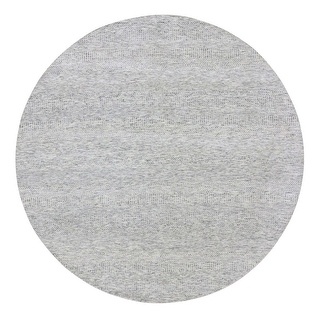 Shahbanu Rugs Ice Cube Gray, Modern Grass Design, Tone on Tone, Undyed ...