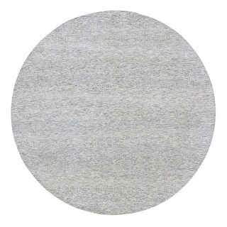 Shahbanu Rugs Ice Cube Gray, Modern Grass Design, Tone on Tone, Undyed ...