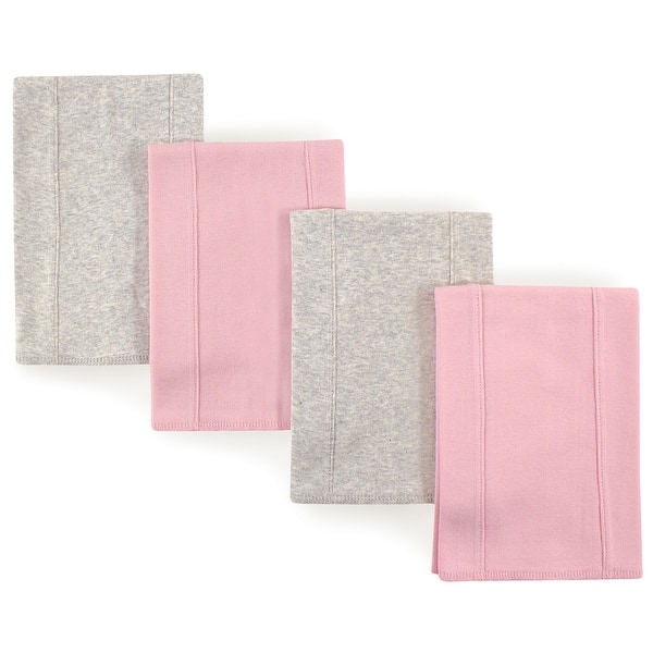 slide 1 of 1, Touched by Nature Baby Girl Organic Cotton Burp Cloths 4pk, Pink Gray, One Size - Pink Gray - One Size One Size - Pink Gray