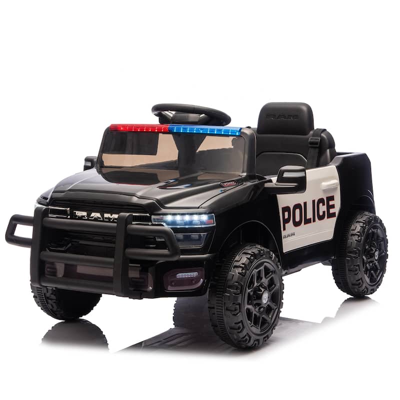 12V Kids Ride-On Truck with Police Lights & Siren, Battery Powered Electric Kids Car with Remote Control