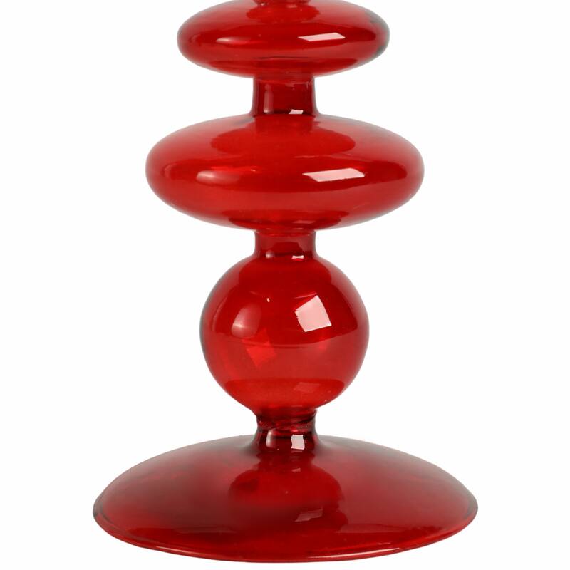 Sculptural Glass Candle Holder with Rounded Accent Base - Modern Tabletop Candle Holder for Any Room