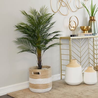 Green Faux Foliage Areca Palm Artificial Tree with Realistic Leaves and Black Melamine Pot - 32 x 32 x 43