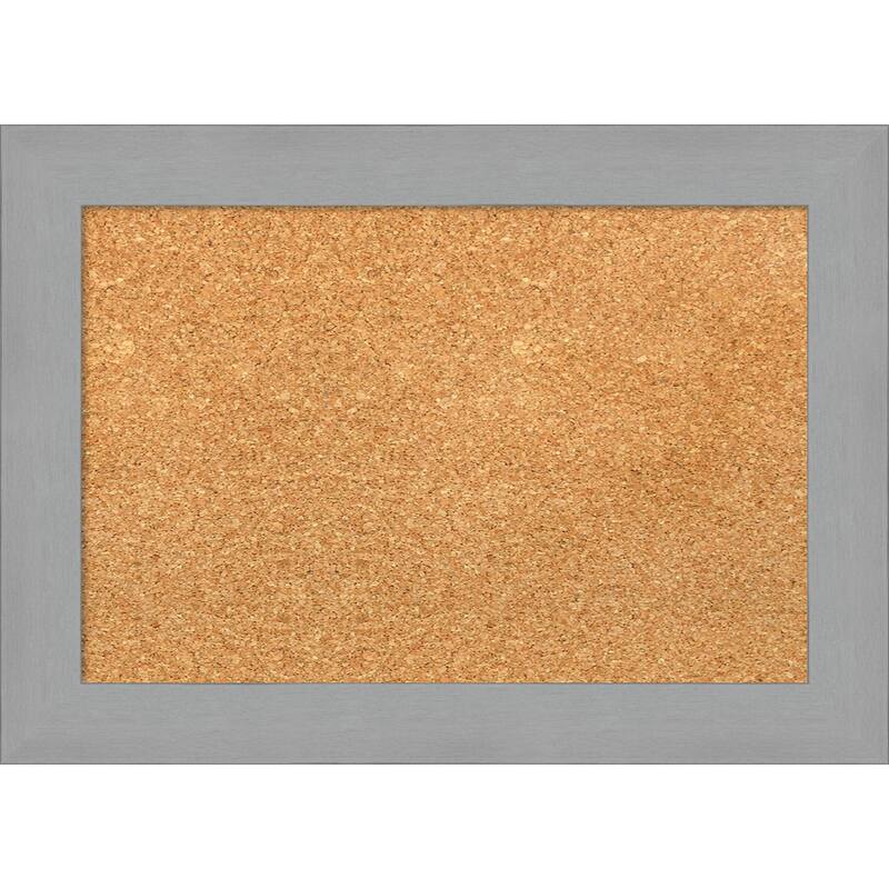 Brushed Nickel Framed Cork Bulletin Memo Board - 21-Inch x 15-Inch