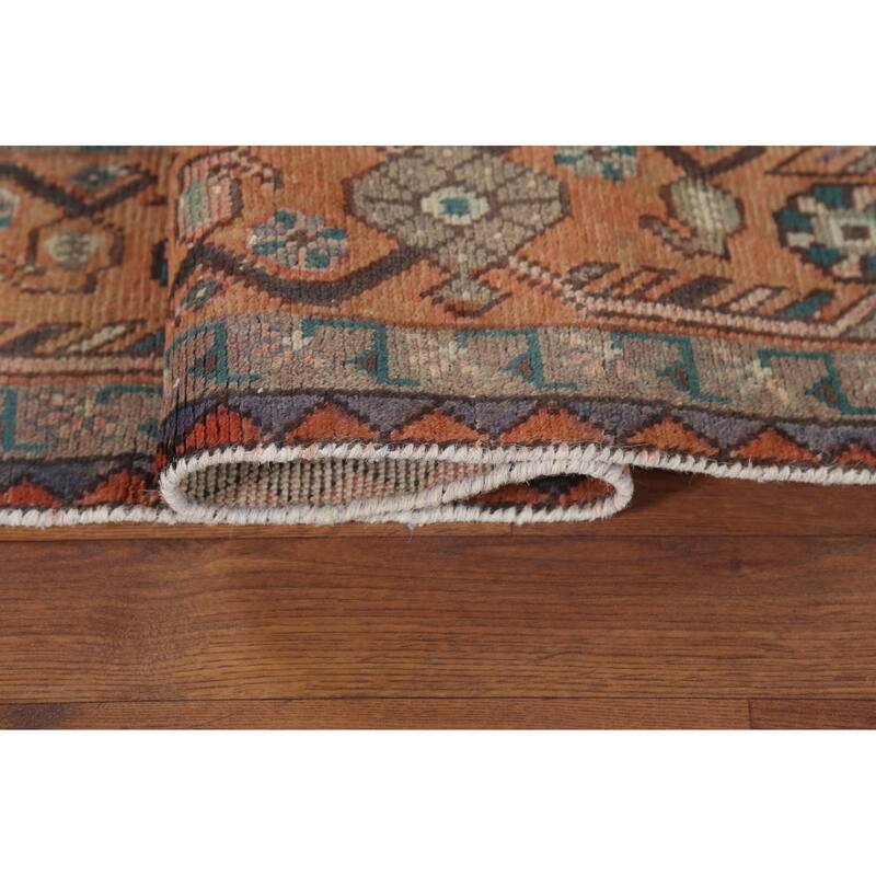 Geometric Joshaghan Persian Vintage Rug Hand-Knotted Wool Carpet - 6'7"x 9'10"