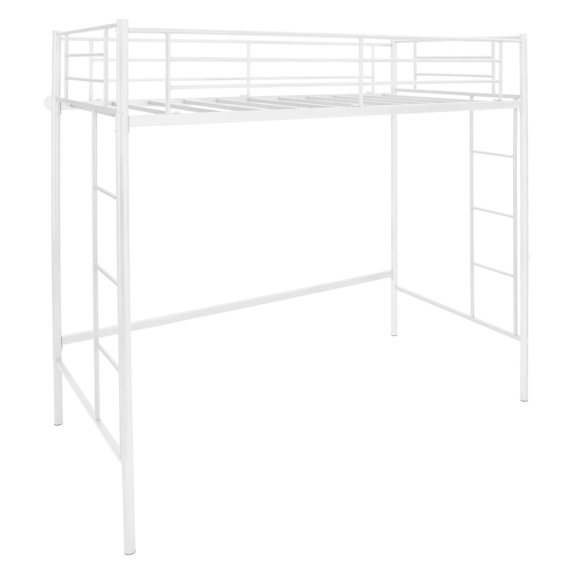 Costway Twin Size Loft Bed Heavy Duty Metal Loft Bed Frame with Safety