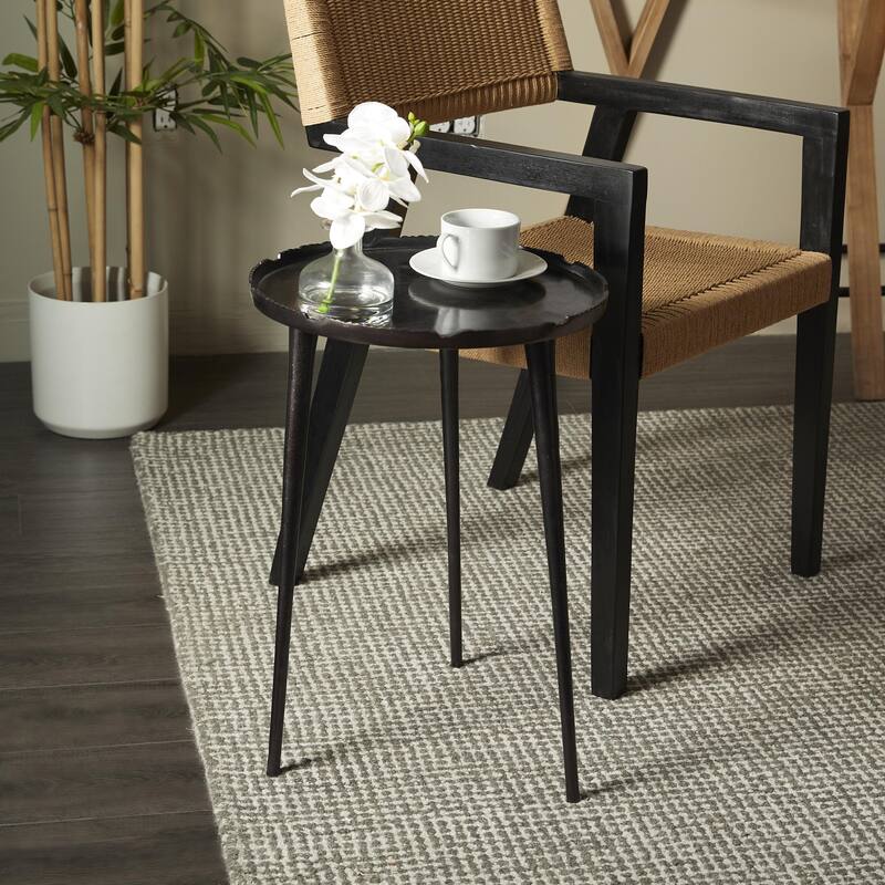Aluminum Metal Side End Accent Table with Tray Top - Silver, Gold, Black - Roche River Decor