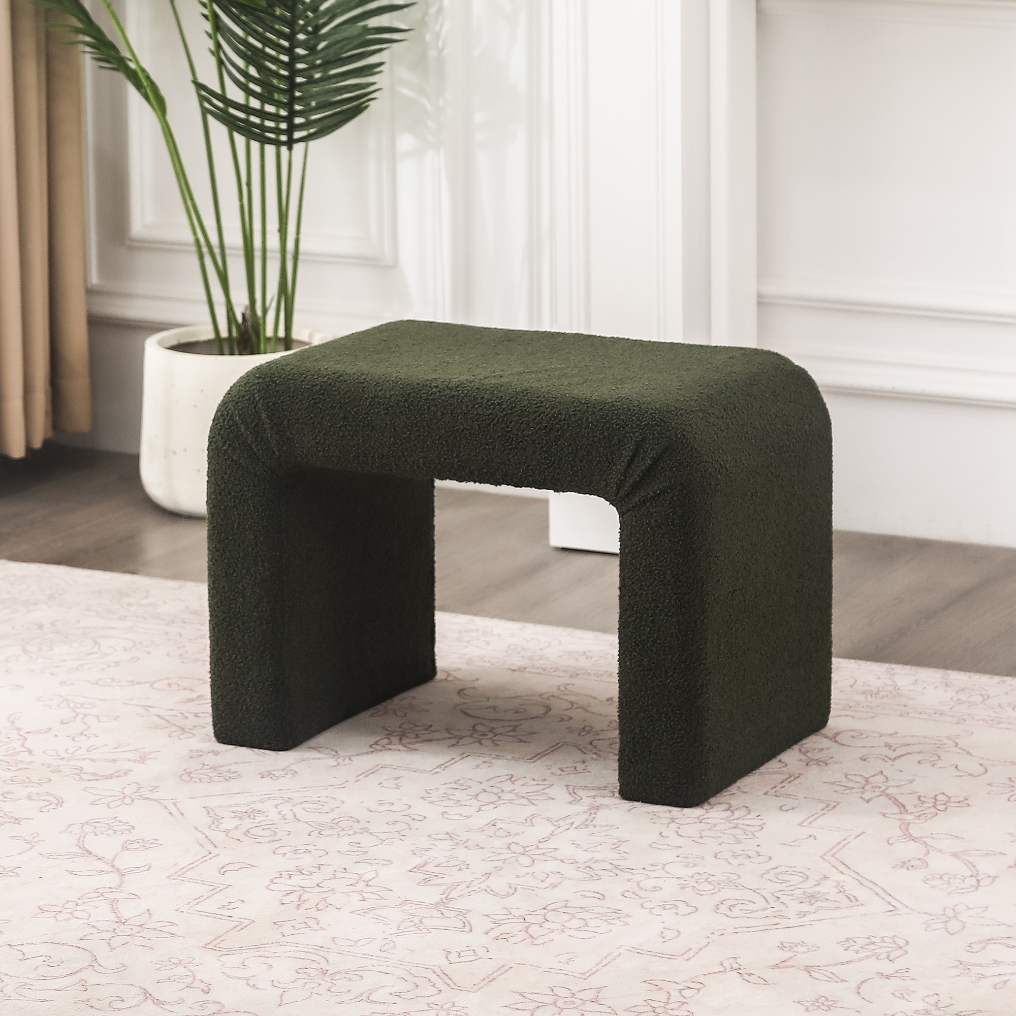 Adeco Velvet Footrest Ottoman for Living Room Bedroom
