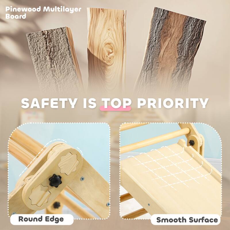 Toddler Climbing Toys, 4 in 1 Pikler Climbing Toys for Toddlers 18-48 Months, Inside Foldable Montessori Kids Climbing Toys