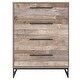 preview thumbnail 2 of 3, 4 Drawer Wooden Chest with Metal Legs, Washed Brown and Black