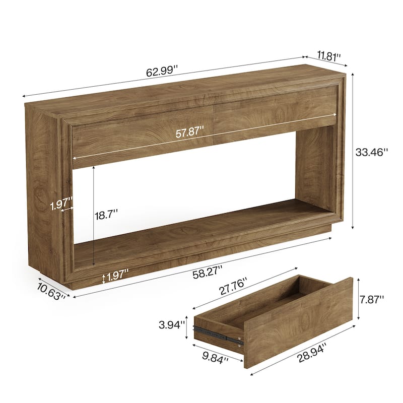 63" Farmhouse Entryway Table with Storage for Living Room