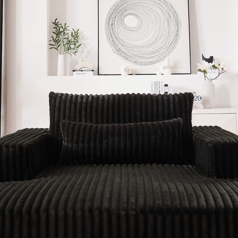 Modern 75" Corduroy Lounge Chair, Soft and Comfortable Sleeper Sofa with Pillow Support for Indoor Spaces