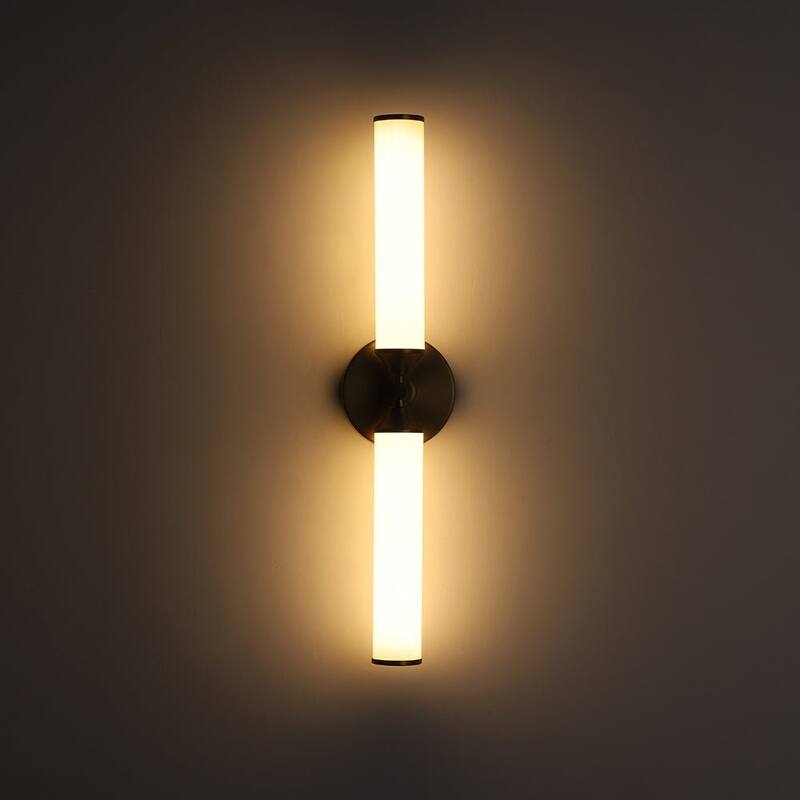 2-Light Dimmable LED Linear Milky Ribbed Tube Vanity Wall Light