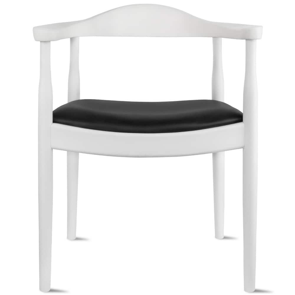 Solid Wood Elbow Kennedy Chairs Oak and Faux Leather Dining Armchair For Kitchen Bedroom Office