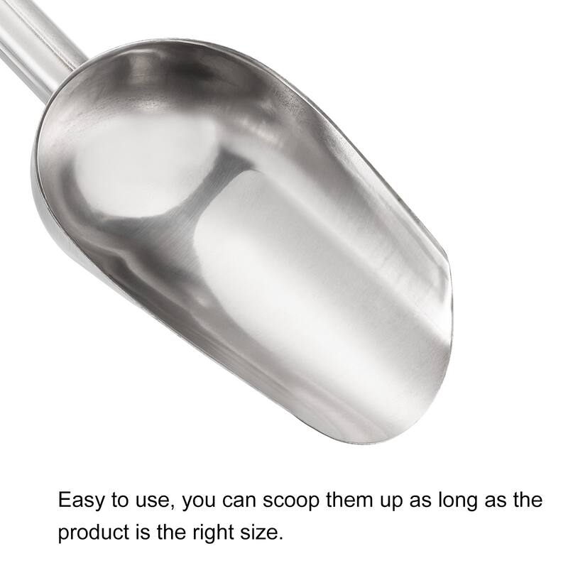 Ice Scoop Stainless Steel 7.5x2.2" Flour Cereal Sugar Food Utility Shovel - Silver