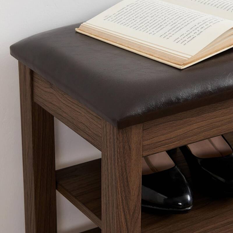 Height-Adjustable Shoe-Changing Bench Made of High-Quality Wood with Comfortable Seat and Concealed Storag