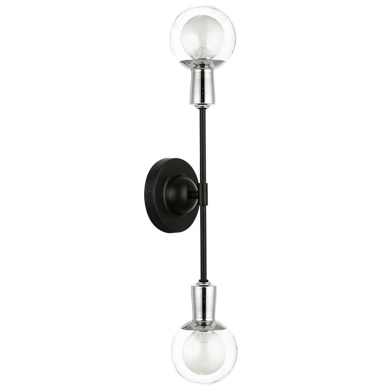 Light Society Cellini 2-Light Wall Sconce - Black/Clear