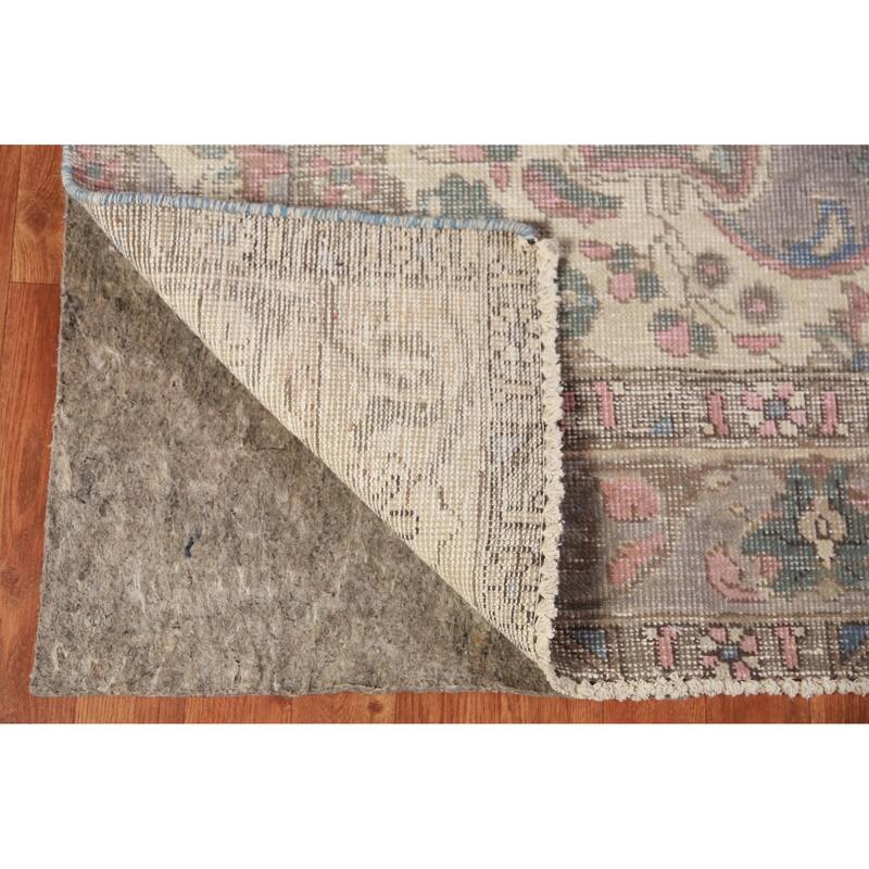 Gray Tabriz Persian Vintage Area Rug Handmade Wool Carpet - 6'8" x 9'7"