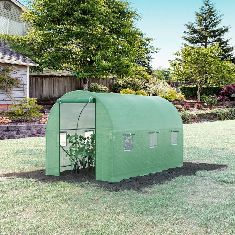 Walk-in Tunnel Greenhouse Hot House - Plastic/Steel - Portable