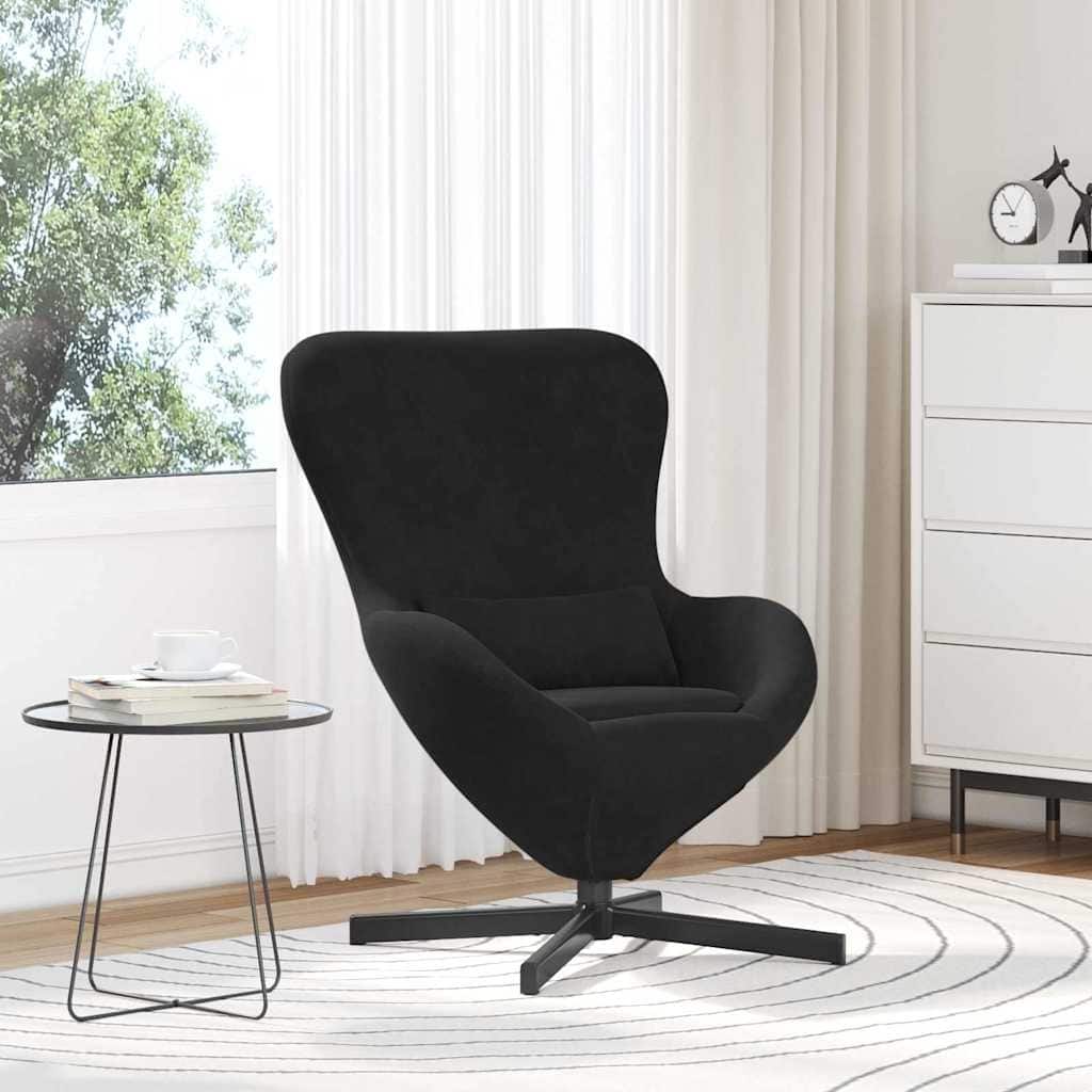 vidaXL Egg Chair Black/ Dark/Light Grey Velvet - 24.8 x 28.7 x 35.4