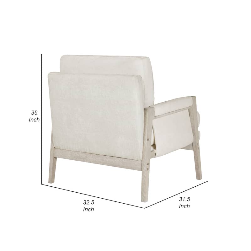 Mao Accent Armchair, Removable Cushion Cover, Soft Ivory Chenille