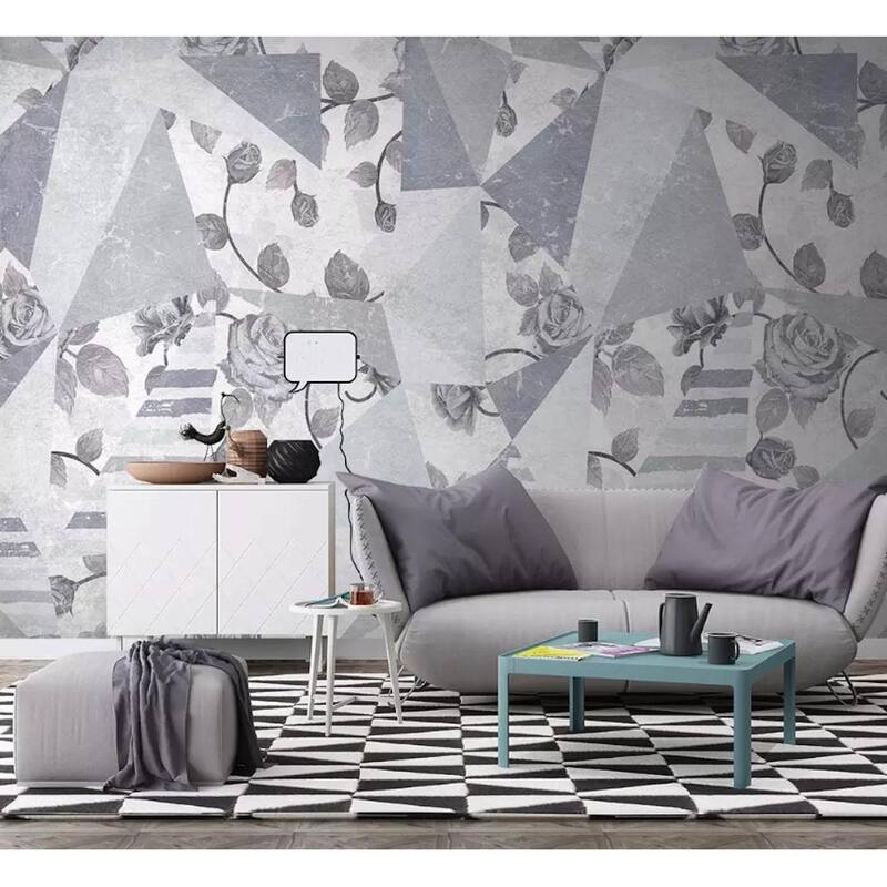 Floral Rose Geometric Nordic Flower Scandinavian Removable Wallpaper